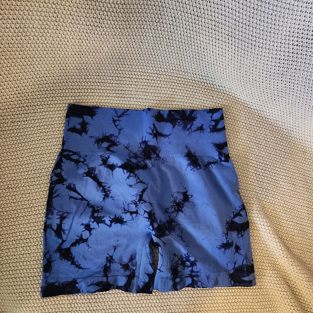 Nwot Blue and Black Tie-Dye Athletic Shorts